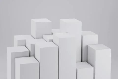 3d render of white geometric cubes. Abstract background Stock Illustration