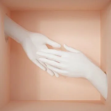 3d render, white hands isolated on pastel peachy background, female mannequin Stock Illustration