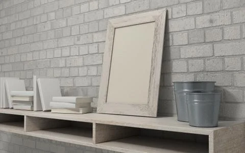 3d render of a white interior bookshelf Stock Illustration