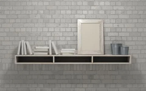 3d render of a white interior bookshelf Stock Illustration