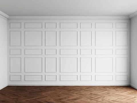 3d render of white interior with panels on wall Stock Illustration
