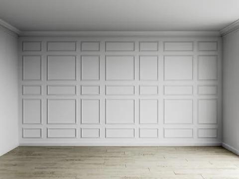 3d render of white interior with panels on wall Stock Illustration