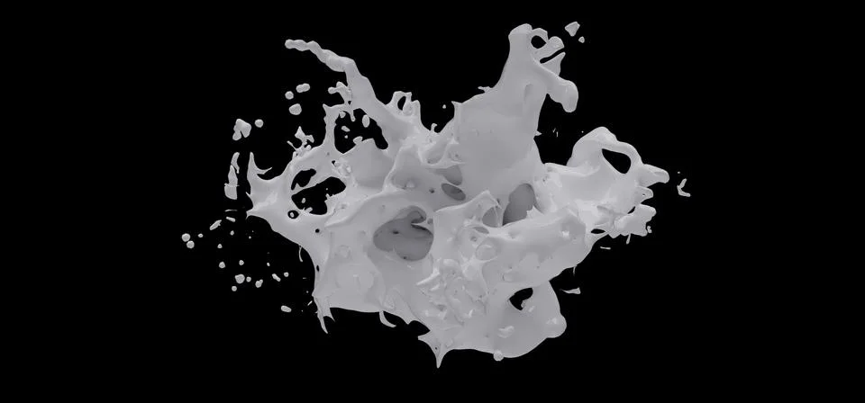 3D render, White liquids Splash, Abstract fluid background, Milk splash Illustrazione stock