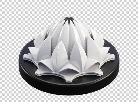 3d render white lotus temple model on black round base for indian landmark .. Ilustração Stock