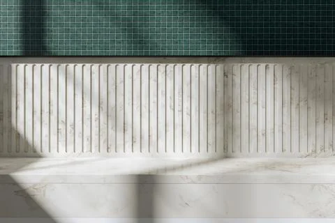 3D render of a white marble kitchen countertop Stock Photos