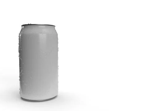 3d render of white metallic soda can with liquid condensation on surface in Stock Illustration