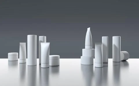 3D render white mockup Cosmetic products Illustration