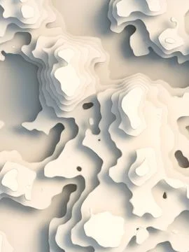 3d render white paper cut abstract background. Topography map geometric pattern Stockillustratie