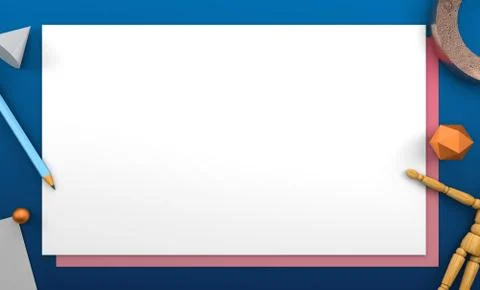 3d render white paper rectangle frame blank banner Stock Illustration