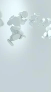 3D render of white pharmaceutical tablets in free fall, dynamically scatter.. 스톡 일러스트