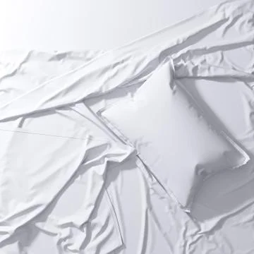 3d render White pillow on a mint sheet. Linens. mockup Stock Illustration