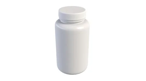 3d render of white plastic bottle with pills isolated Stock Illustration