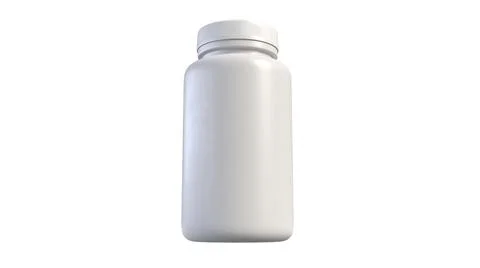 3d render of white plastic bottle with pills isolated Stock Illustration