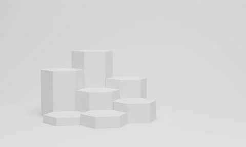 3d render. White podium minimal scene background. Empty space for display pro Stock Illustration