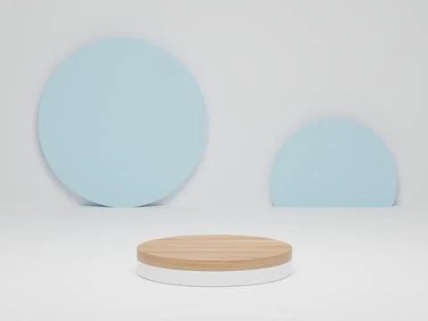 3d render. white podium minimal scene with geometric forms background. Mock u 스톡 사진