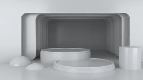 3D Render White podium for put sime detail object Stock Illustration