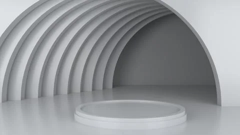 3D Render White podium for put sime detail object Stock Illustration