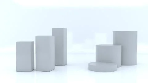 3D Render White podium for put sime detail object Stock Photos