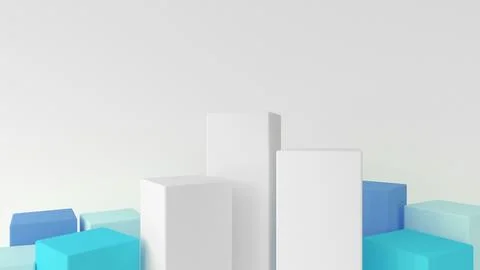 3D Render White rectangle podium around with color rectangle on white backg.. Stock Illustration