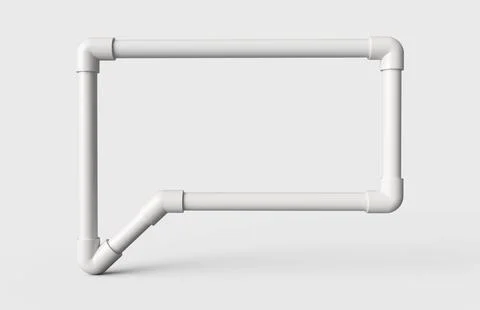 3D render of a white speech bubble made with PVC pipes on an isolated white back Stock Illustration
