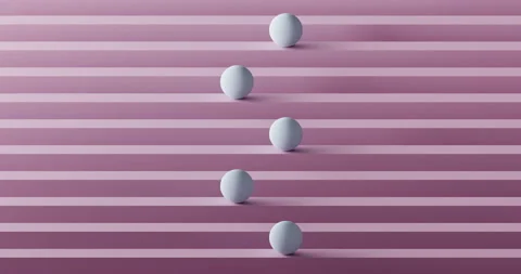 3D Render of white spheres counter-rotating on pink lines Stock Footage 149966424