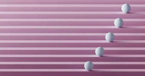 3D Render of white spheres rolling on pink lines Stock Footage 149966444