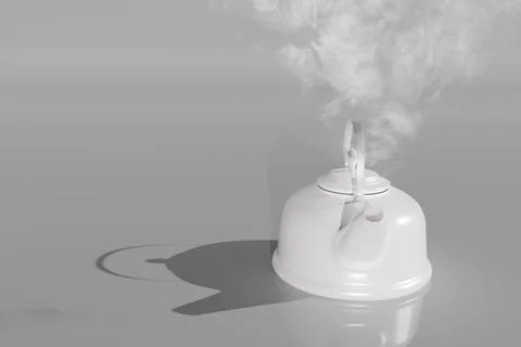 3d render of white tea kettle and steam Stock Illustration