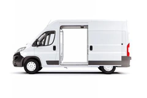 3d render of white van vehicle on white background Stock Illustration