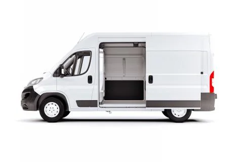 3d render of white van vehicle on white background Illustrazione stock