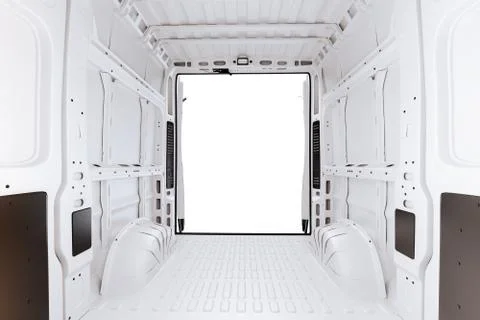 3d render of white van vehicle inside, on white background Stock Illustration