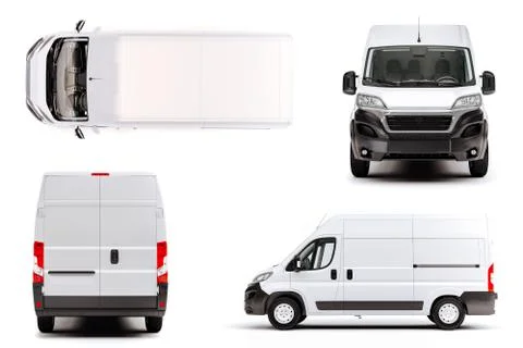 3d render of white van vehicle on white background Stock Illustration