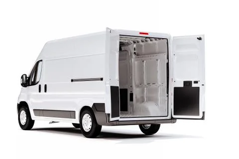 3d render of white van vehicle on white background Illustrazione stock