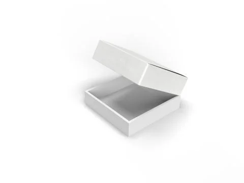 3d render of white wallet paper box with white lid cover in white background for Stock Illustration