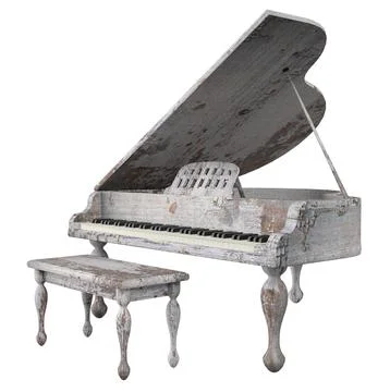 3D Render of White Wooden Grand Piano イラスト素材
