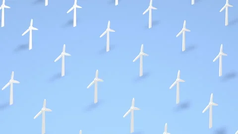 3D render of wind turbines in isometric view Stock Footage 240530557