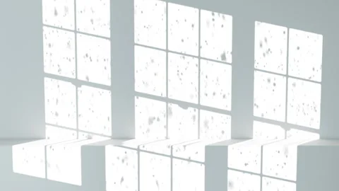 3D render of winter time animation with falling snow behind window Stock Footage 256893410