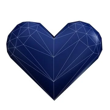 3d render of wireframe heart shape love concept Stock Photos