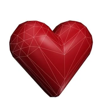 3d render of wireframe heart shape love concept Foto stock