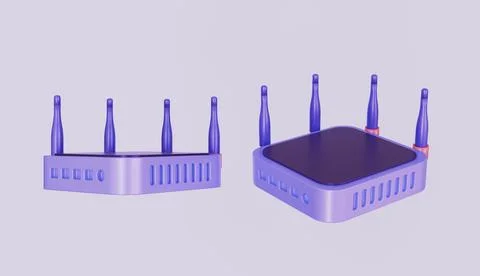 3D Render of a Wireless Router with Antennas イラスト素材