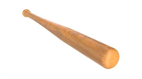 3D render of wooden baseball bat isolated on white Stock Illustration