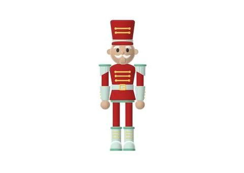 3D render of a wooden nutcracker on the white background Stock Illustration