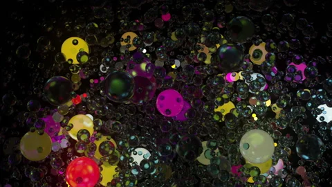 3D render word ART, made of glowing and iridescent balls in the dark. Stock Footage 236718271