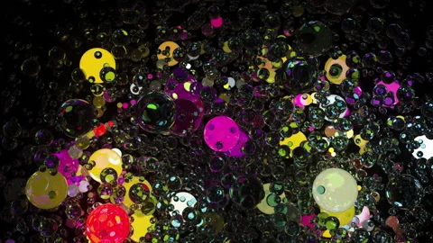 3D render word Holiday, made of glowing and iridescent balls in the dark. Stock Footage 236718754