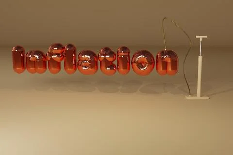 3d render of word inflation being pumped up Stock Illustration