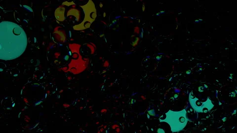 3D render word Night, made of glowing and iridescent balls in the dark. Stock Footage 237008736