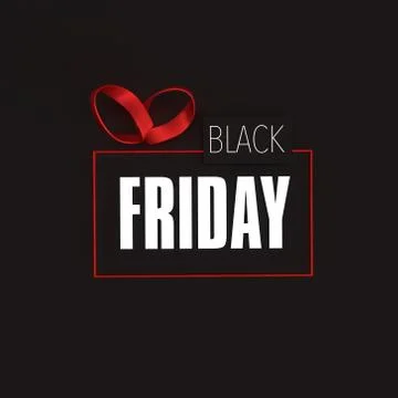 3d render. Words Black Friday in red frame with bow that looks like a gift イラスト素材