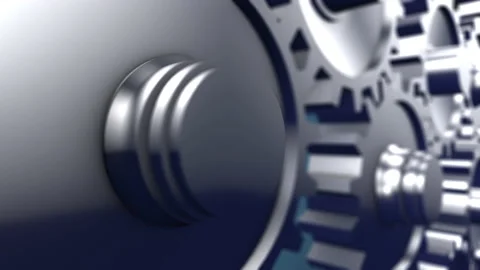 3d render of working process inside an engine with silver gears turning over Stock Footage 132822466