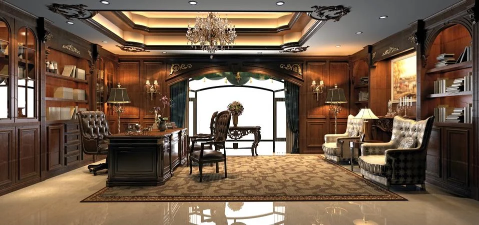 3D Render of Working Space Ilustración de archivo