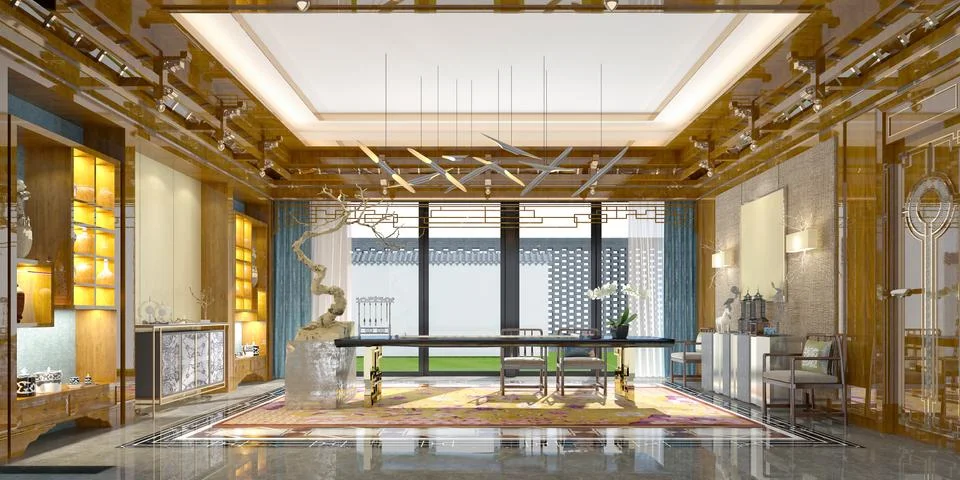 3D Render of Working Space 스톡 일러스트