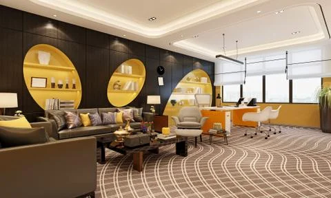 3D Render of Working Space 스톡 일러스트